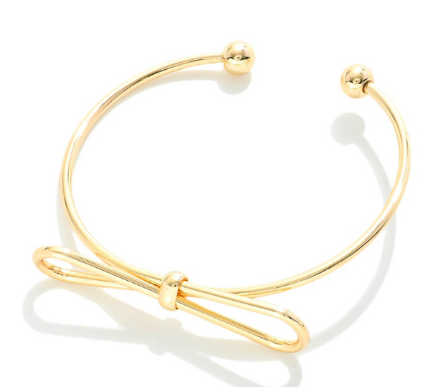 Metal Bow Cuff Bracelet - Gold