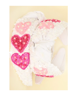 Valentine's Day Jeweled Hearts Headband - White