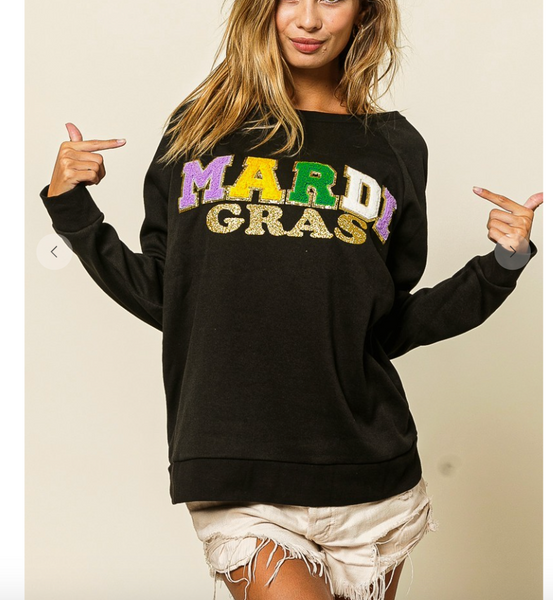 Mardi Gras On My Mind Top - Black