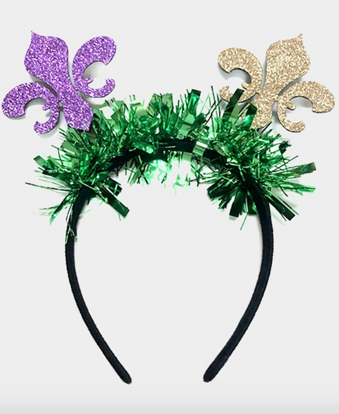 Mardi Gras Glitter Fleur-De-Lis Headband