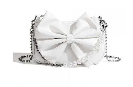 Leather Bow Cross Body Bag - White