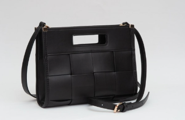 Woven Leather Clutch Bag - Black