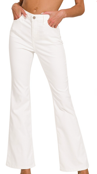 High-Rise Bootcut Pants - White