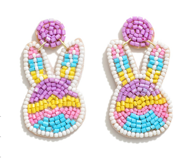 Beaded Bunny Drop Earrings