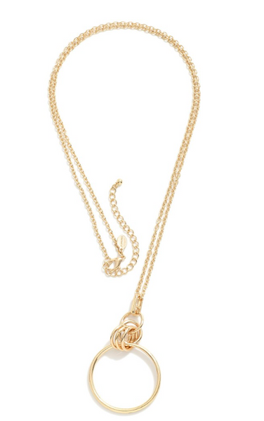 Circle Pendant Long Necklace - Gold