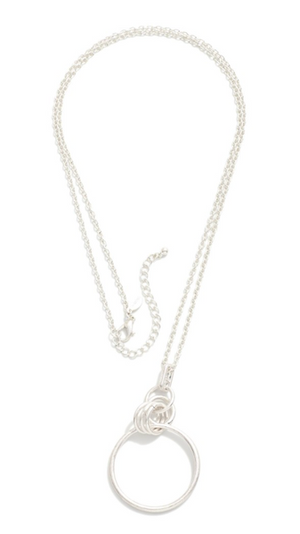 Circle Pendant Long Necklace - Silver