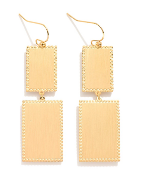 Linked Rectangles Drop Earrings - Gold