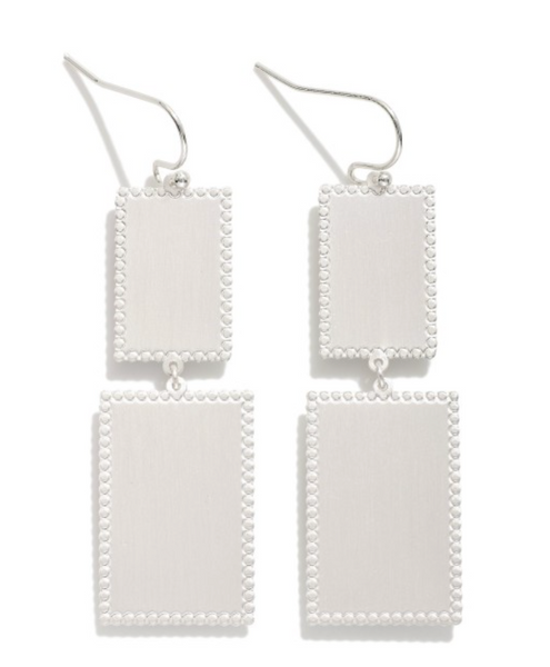 Linked Rectangles Drop Earrings - Silver