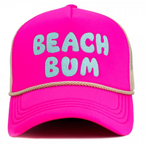 Vintage "BEACH BUM" Trucker Hat - Neon Pink