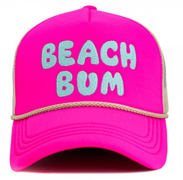 Vintage "BEACH BUM" Trucker Hat - Neon Pink