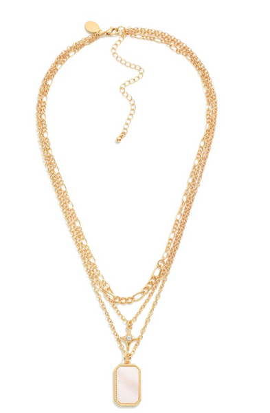 Layered Pearlescent Pendant Necklace - Gold