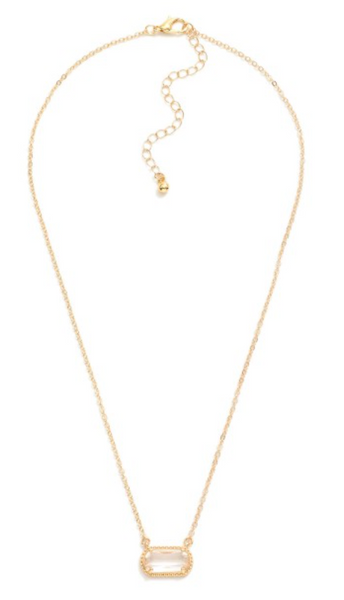 Glass Crystal Pendant Necklace - Clear