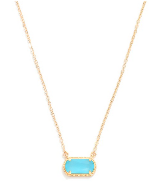 Glass Crystal Pendant Necklace - Turquoise
