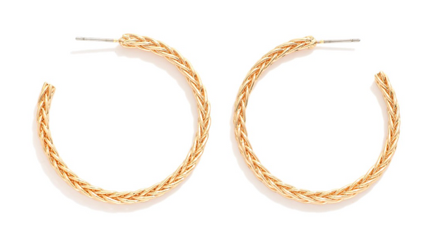 Braided Metal Hoop Earrings - Gold