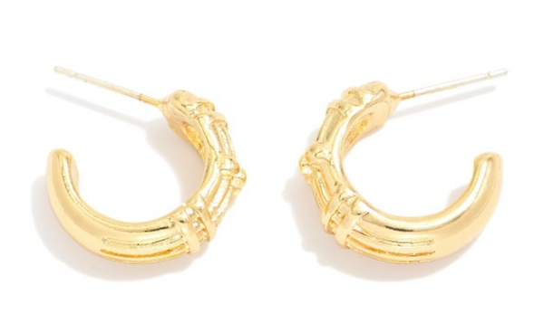 Textured Metal Hoop Earrings - Gold