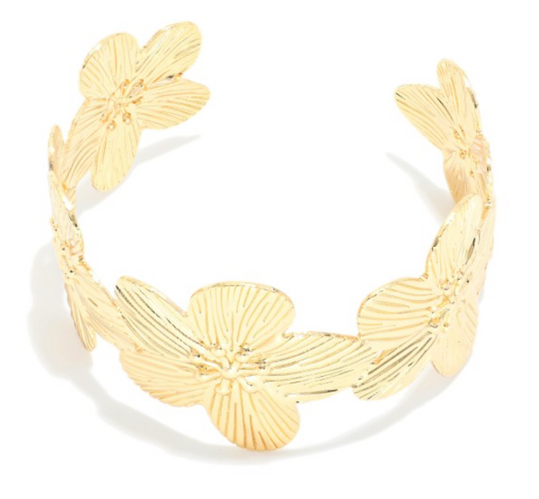 Flower Cuff Bracelet - Gold