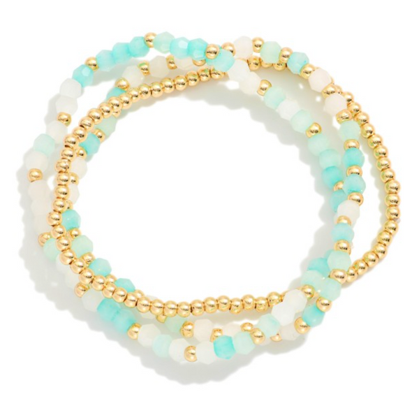 Shimmer Beaded Bracelet Set - Teal