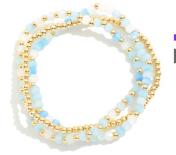 Shimmer Beaded Bracelet Set - Blue