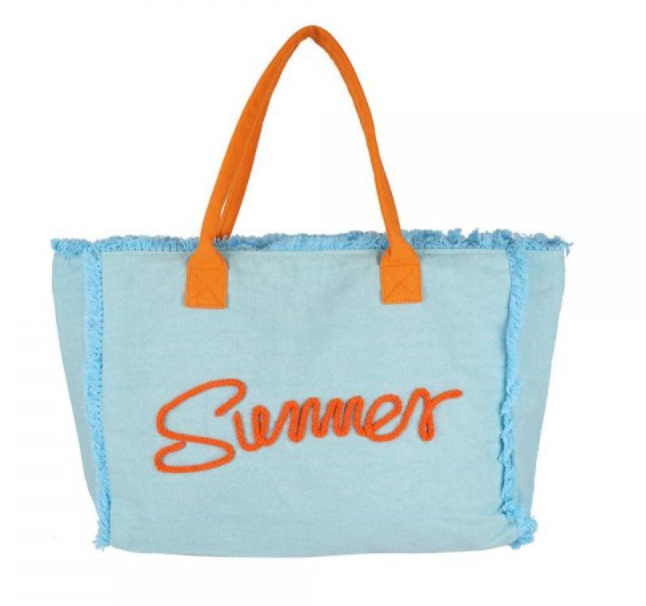 Hello Summer Canvas Tote - Blue