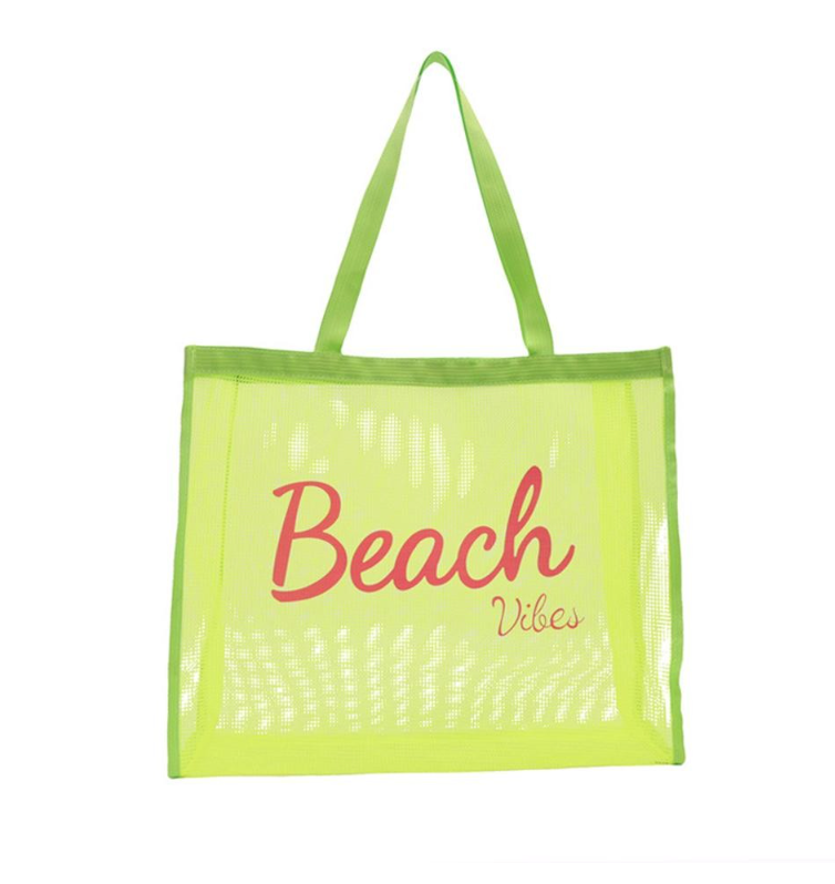Mesh Beach Vibes Tote - Lime
