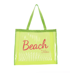 Mesh Beach Vibes Tote - Lime
