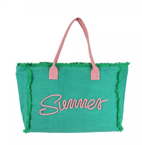 Hello Summer Canvas Tote - Green