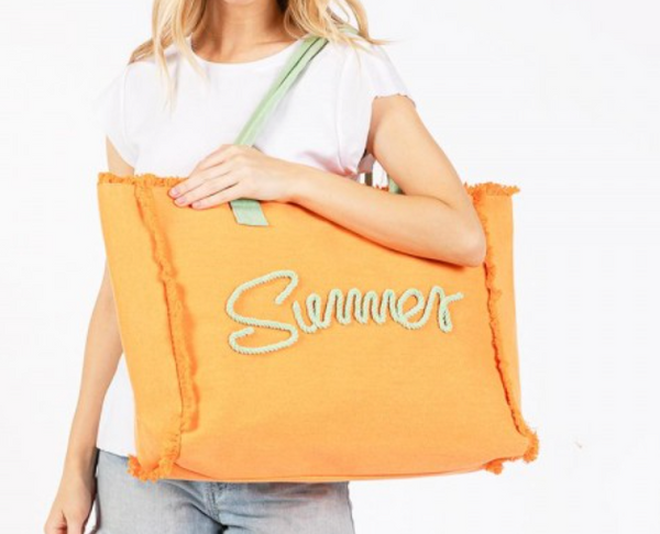 Hello Summer Canvas Tote - Orange