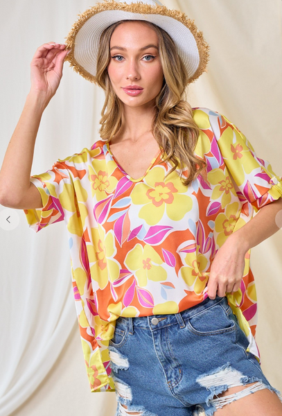 Sunny Petals Top - Yellow