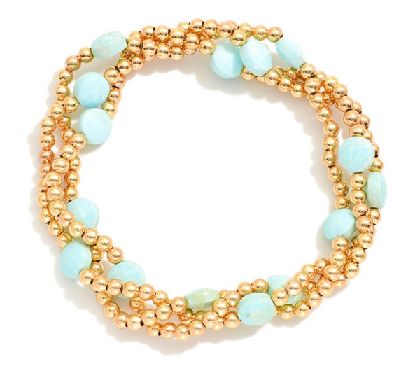 Stone Beaded Stretch Bracelets - Blue
