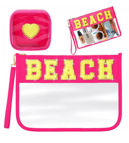 Set of Two Clear Pouches "Beach"