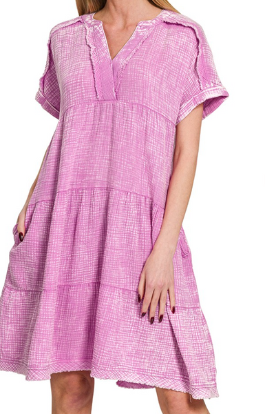Sweet Thing Gauze Dress - Mauve