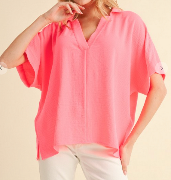 Dramatic Entrance Blouse - Neon Pink