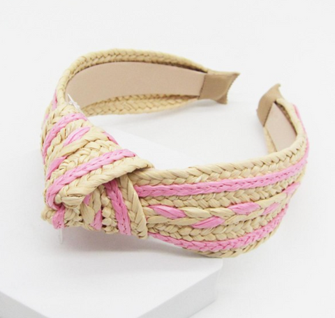 Woven Two Tone Headband - Pink