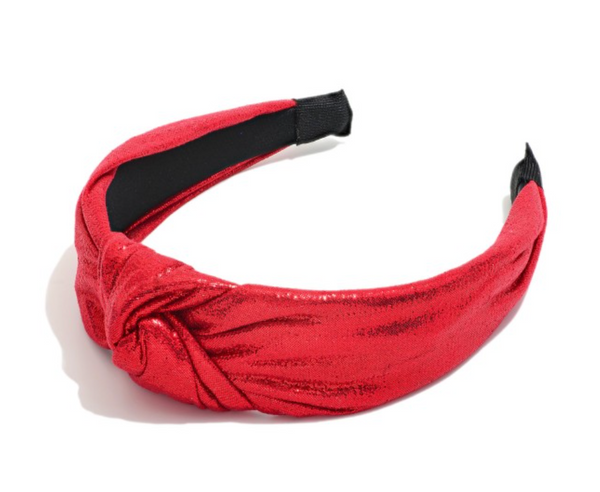 Metallic Knot Headband - Red