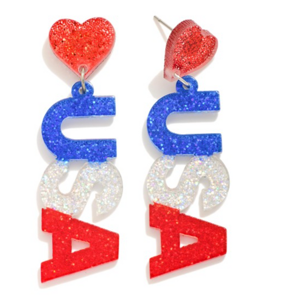USA Glitter Acrylic Earrings