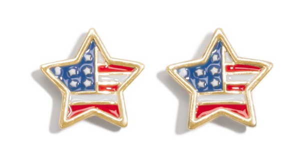 American Flag Star Stud Earrings