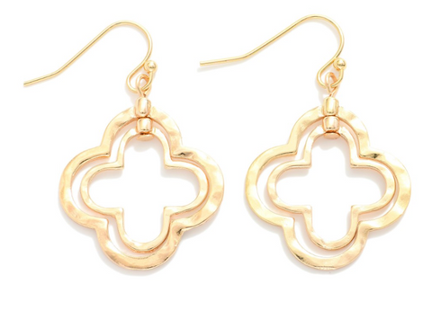 Layered Clover Drop Earrings