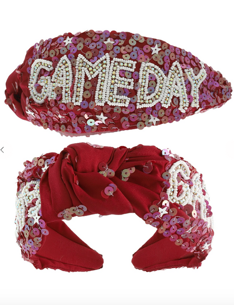 Game Day Top Knot Headband - Maroon