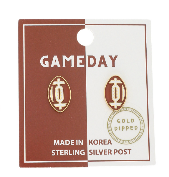 Game Day Glam Studs - Brown/White