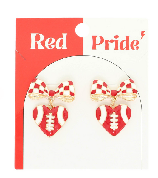 Sweet Victory Drop Earrings - Red/White