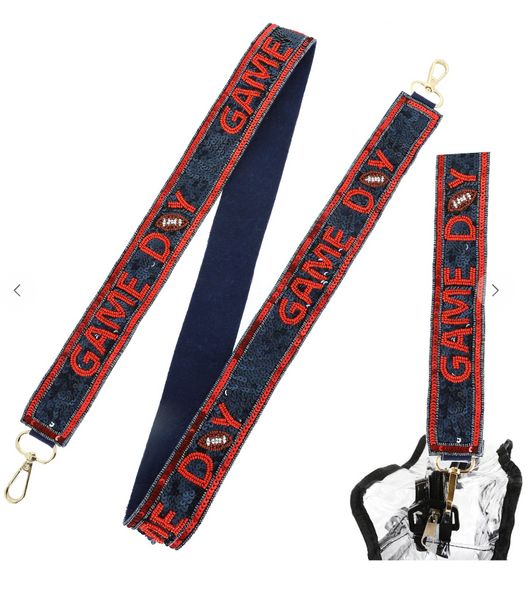 Tailgate Glam Purse Strap - Navy/Red