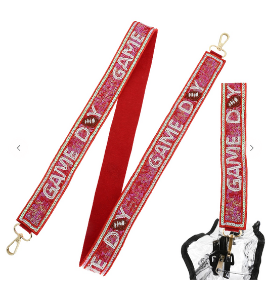 Tailgate Glam Purse Strap - Red/White