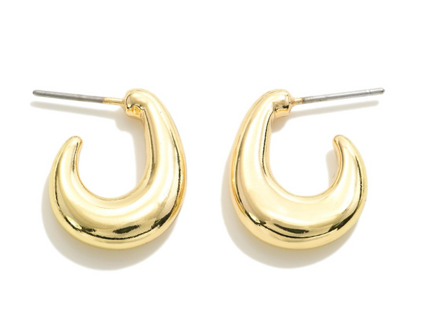 Simple Curl Huggie Hoops - Gold