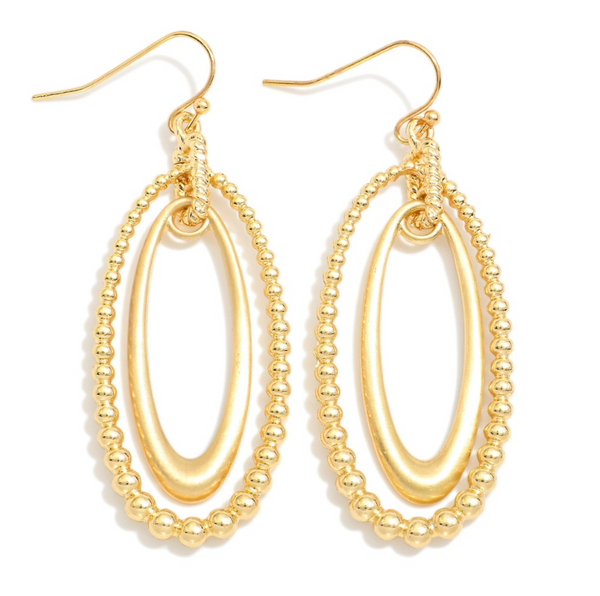 Metal & Matte Oval Drop Earrings