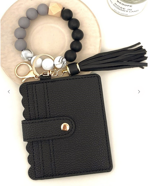 On The Go Beaded Wristlet - Black