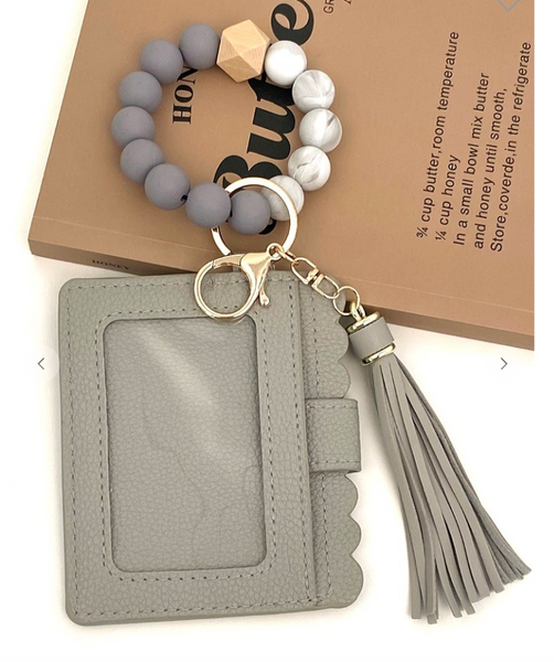 On The Go Beaded Wristlet - Grey