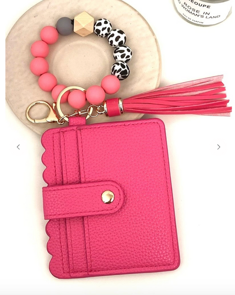 On The Go Beaded Wristlet - Hot Pink