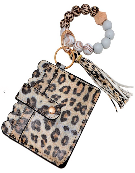 On The Go Beaded Wristlet - Leopard
