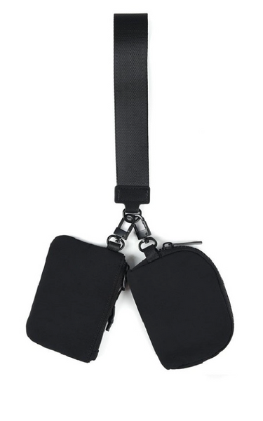 Dual Pouch Wristlet Wallet - Black
