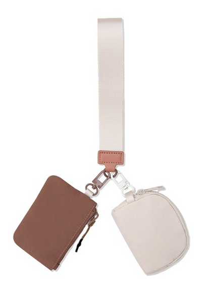Dual Pouch Wristlet Wallet - Mocha